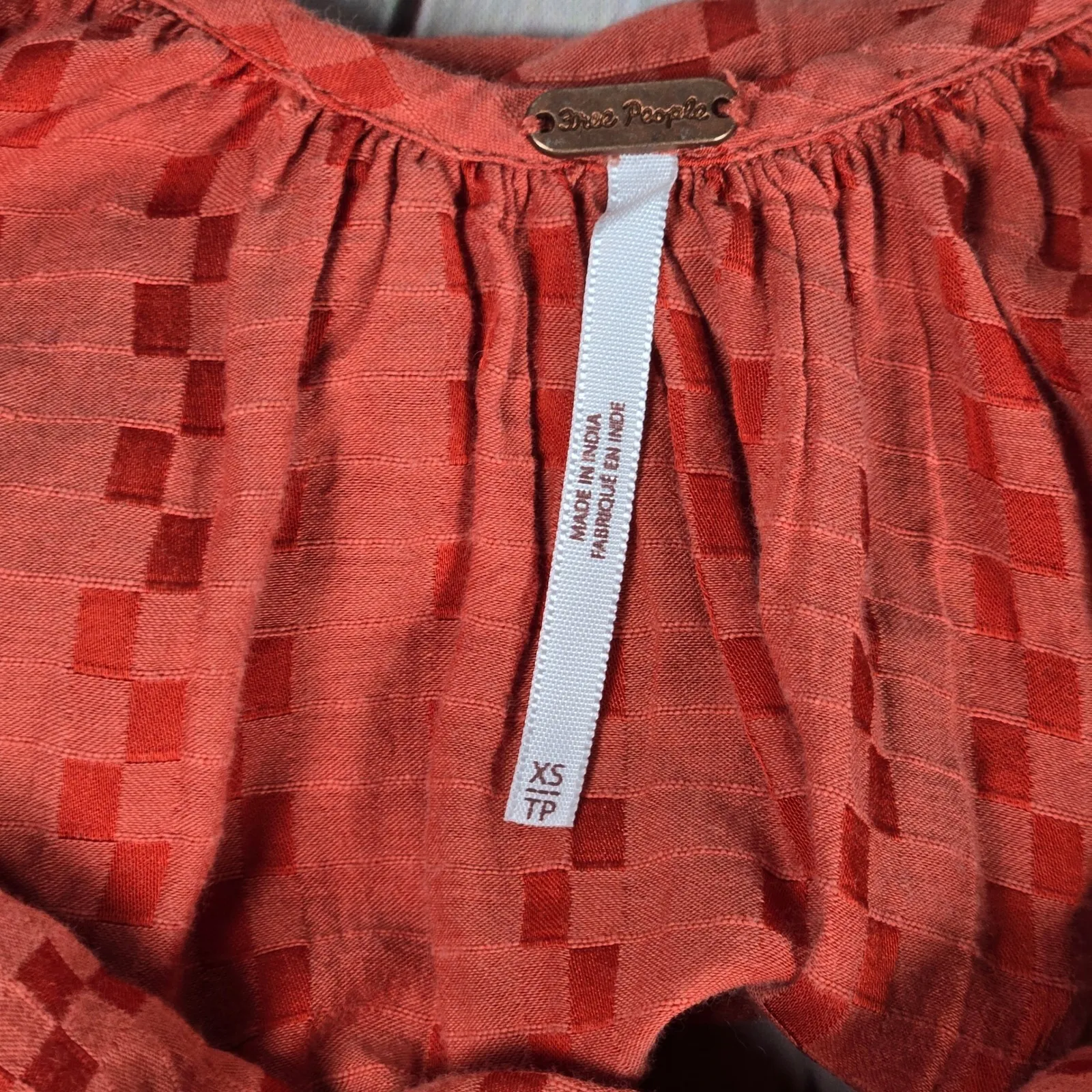 Free People Elisa‎ Tunic Tank Top XS Coral Orange Lace Trim Halter Sleeveless - Image 4