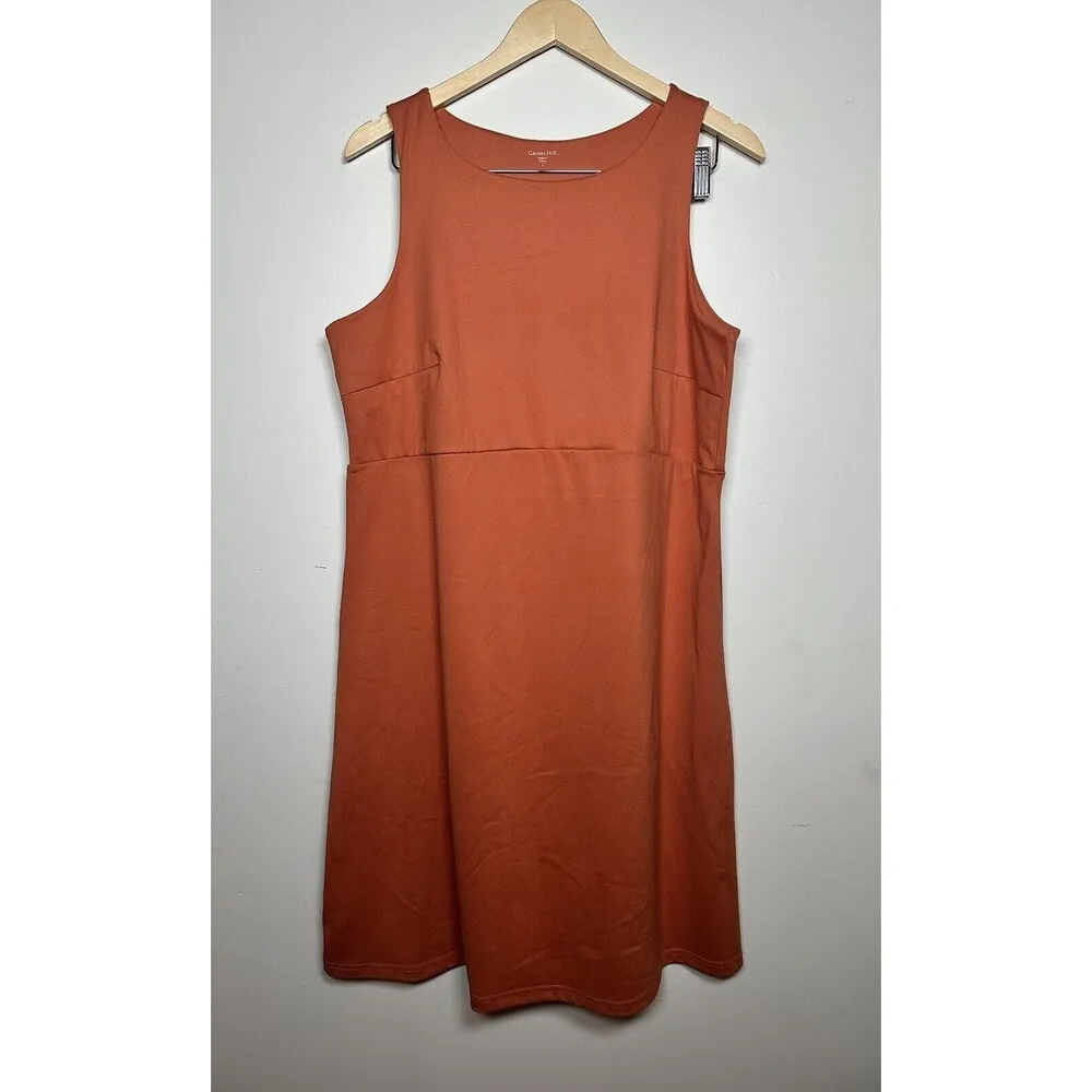 Garnet Hill Ascent Tank Dress Size Large Sleeveless In Papaya Soft Burnt Orange - Image 2