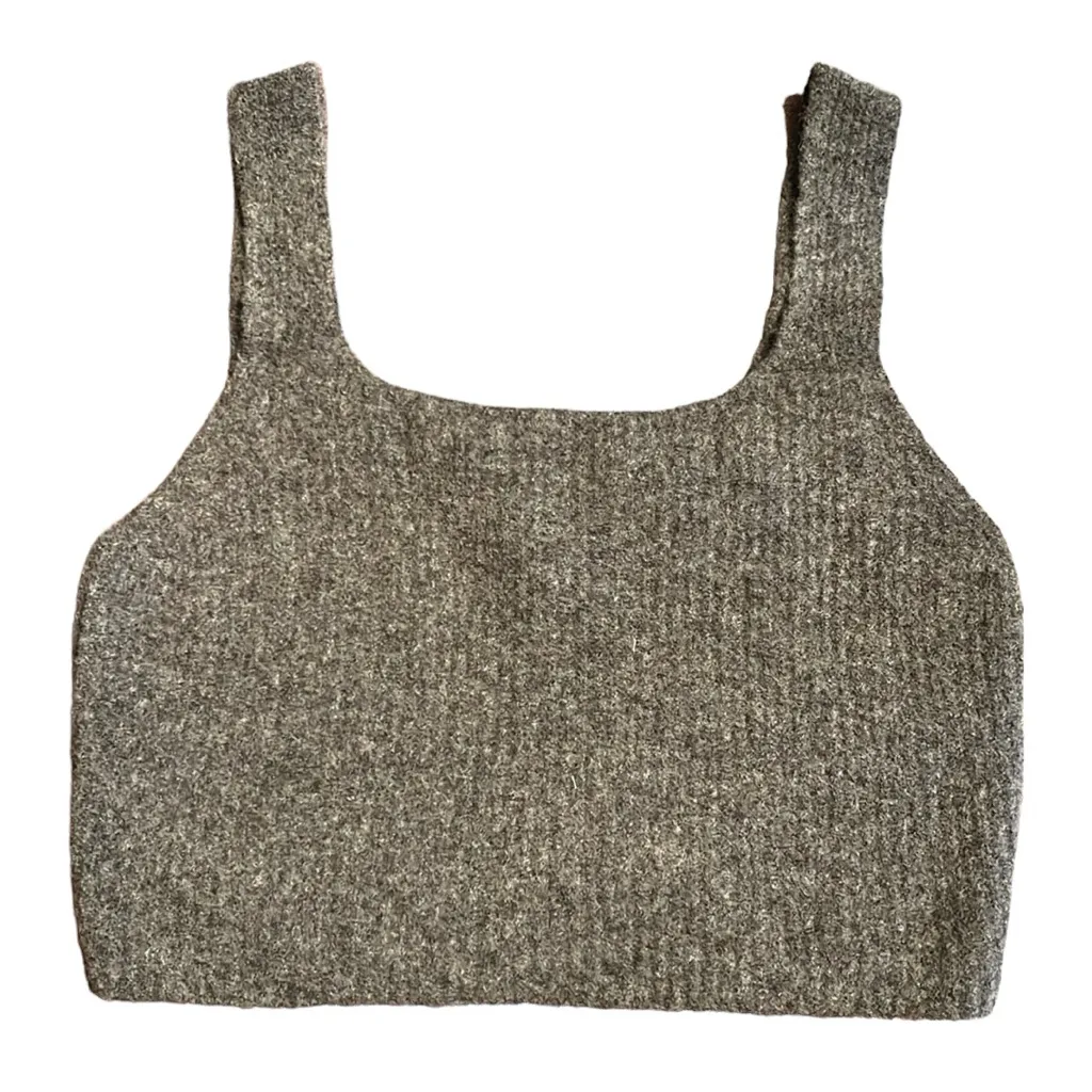 Everlane The Cozy Stretch Tank wool and yak hair blend dark gray Size L NWT - Image 2