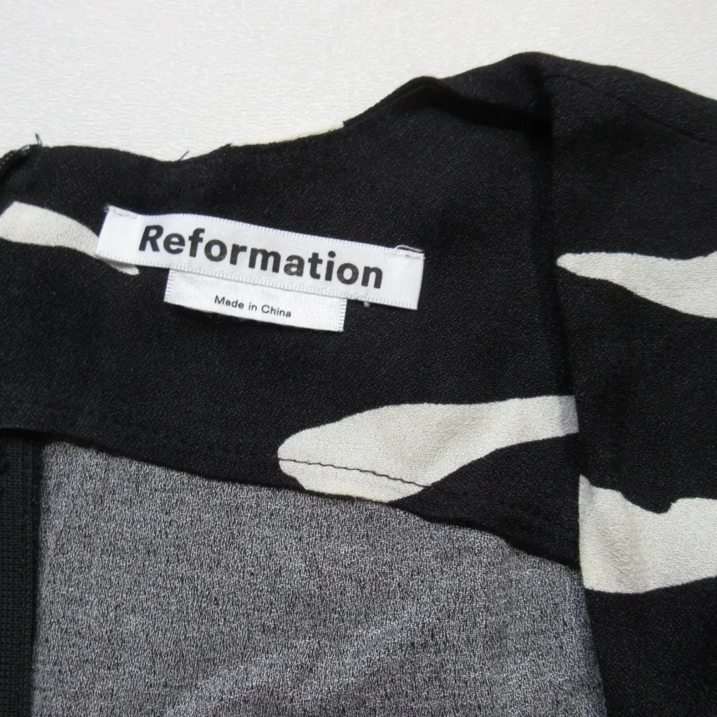 NWT Reformation Wallflower Midi in Mustang Black Ivory Slit Crepe Dress 6 $248 - Image 6