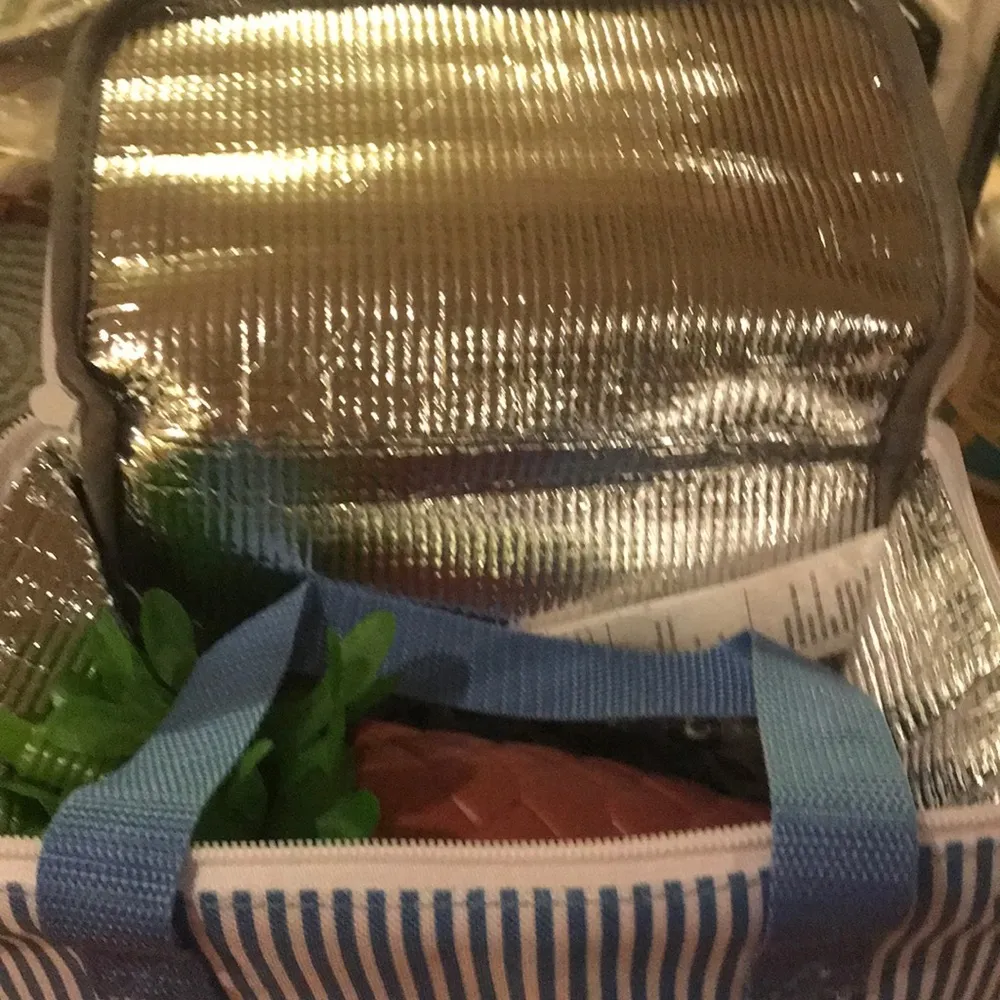 New square makeup bag or lunch box in stripe - Image 5