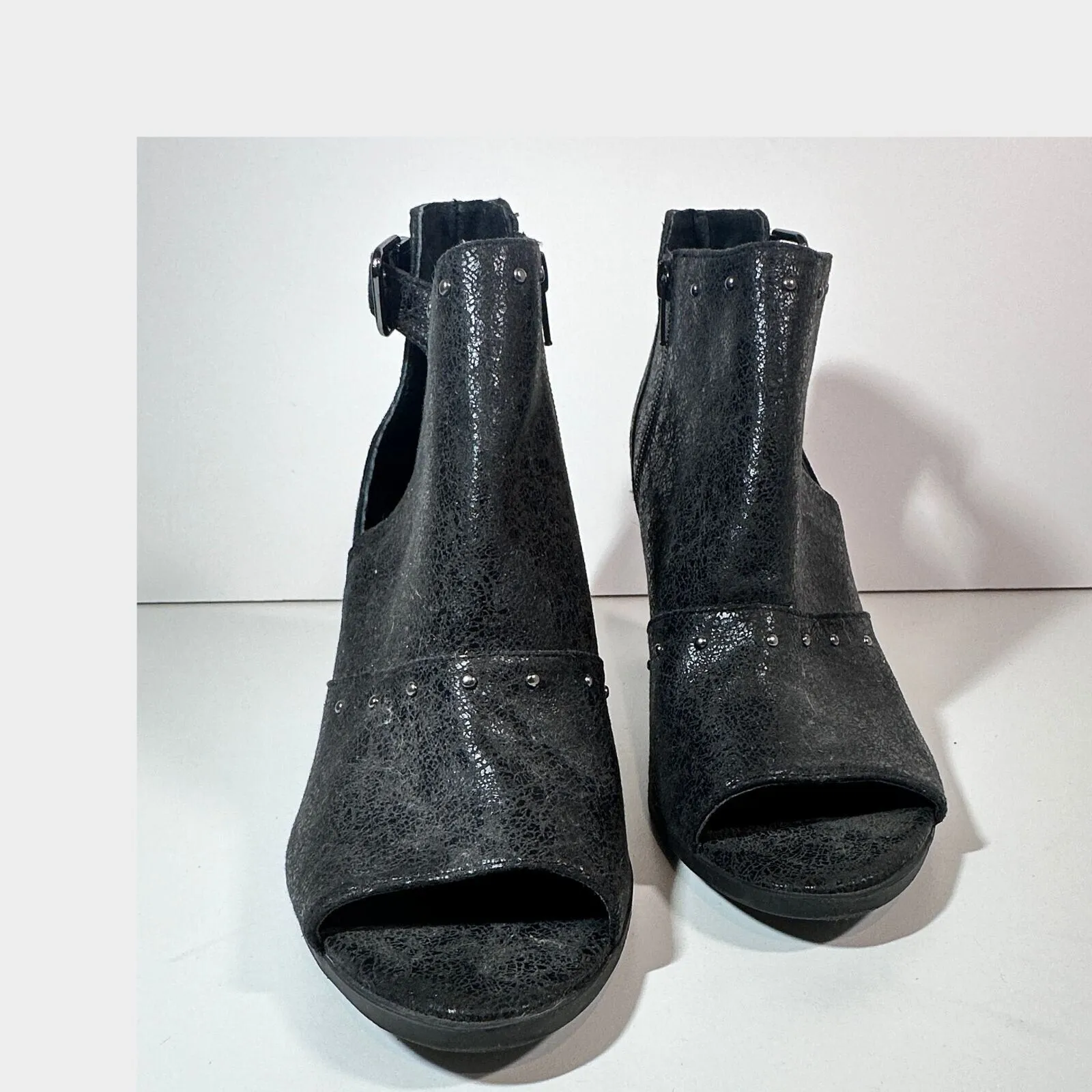 Studded Ankle Boots Sz 9 Simply Vera Faux‎ Leather Peep - Image 11