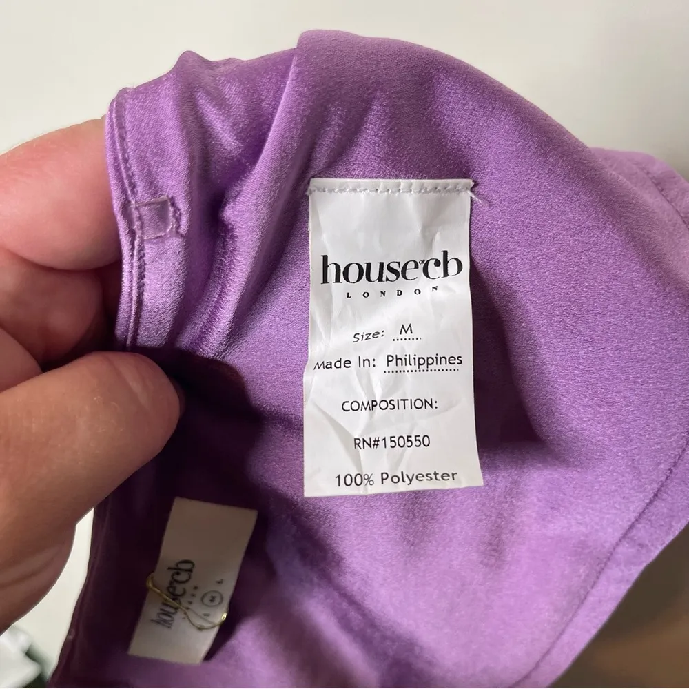 House of CB Skirt Lavender Purple Satin Constance Asymmetrical Split sz M - Image 7