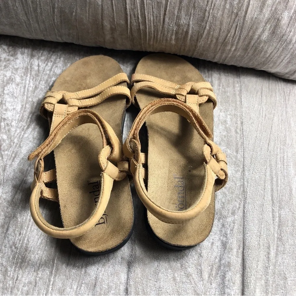 Bjorndal brown strappy Slingback sandal flat leather size 10 - Image 7