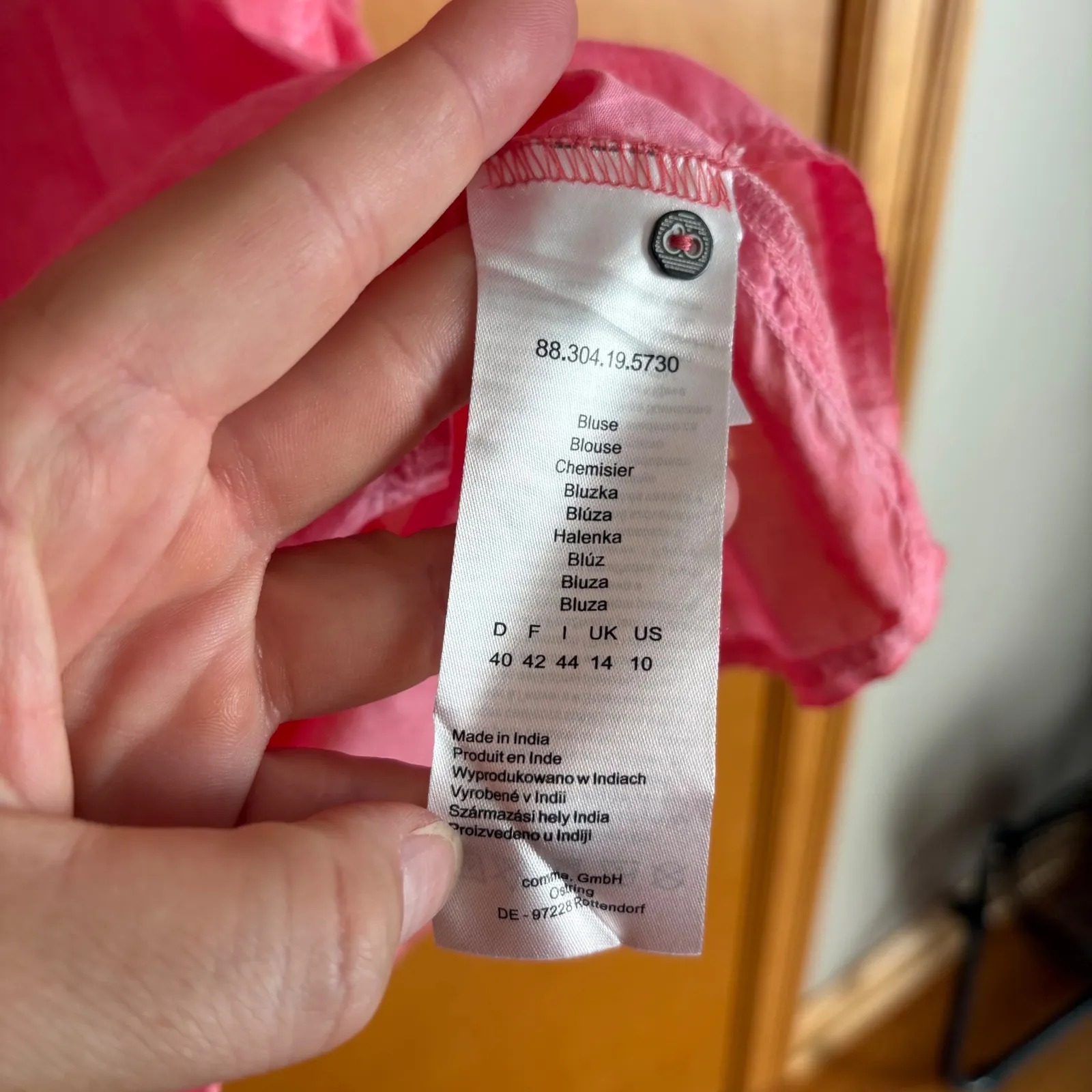 Comma Casual Identity Pink 3/4 Sleeve Button Down Blouse‎ Top - Image 3