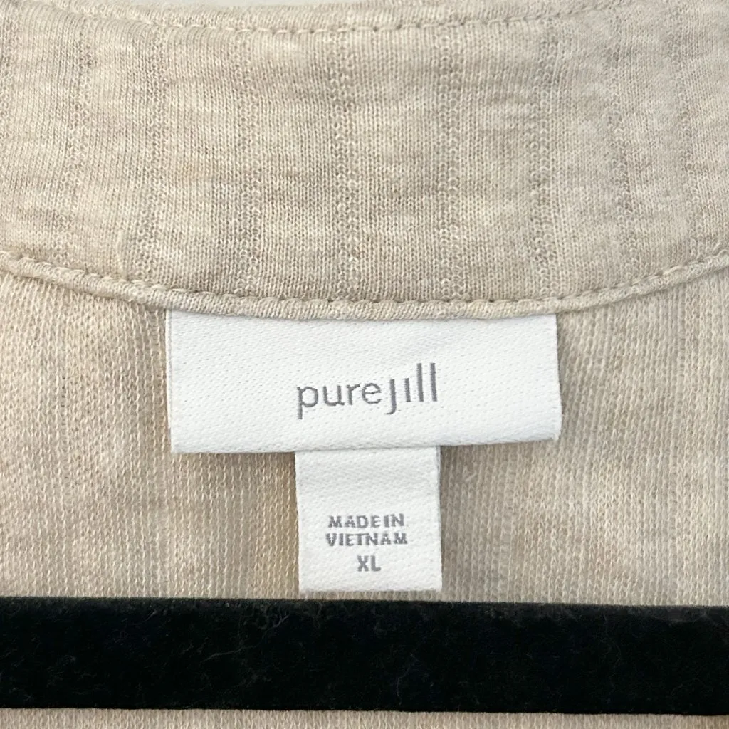 Pure Jill J. Jill Quilted Button Down Oatmeal Tan Shacket Cardigan Size XL - Image 3