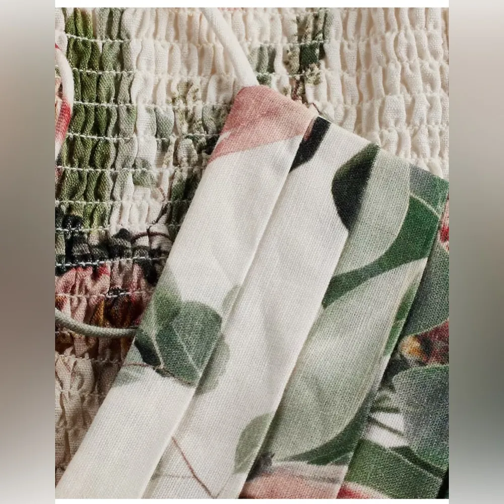 Express - Floral Pleated Linen-Blend Tie Strap Cami - Image 6