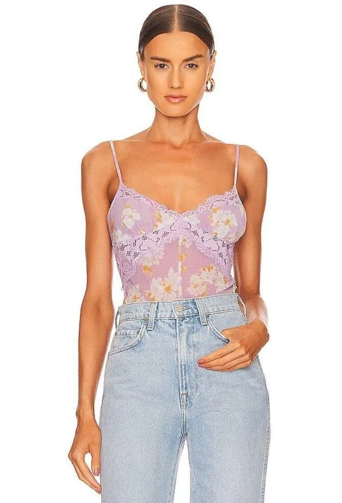 Intimately Free People Monday Morning Bodysuit Lilac Combo Medium NEW - Image 3