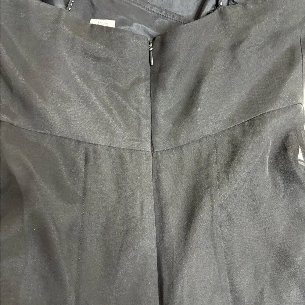 Dave & Johnny 100% Silk Asymmetrical hem black Dress Size 1/2 beaded 90s Y2K - Image 6