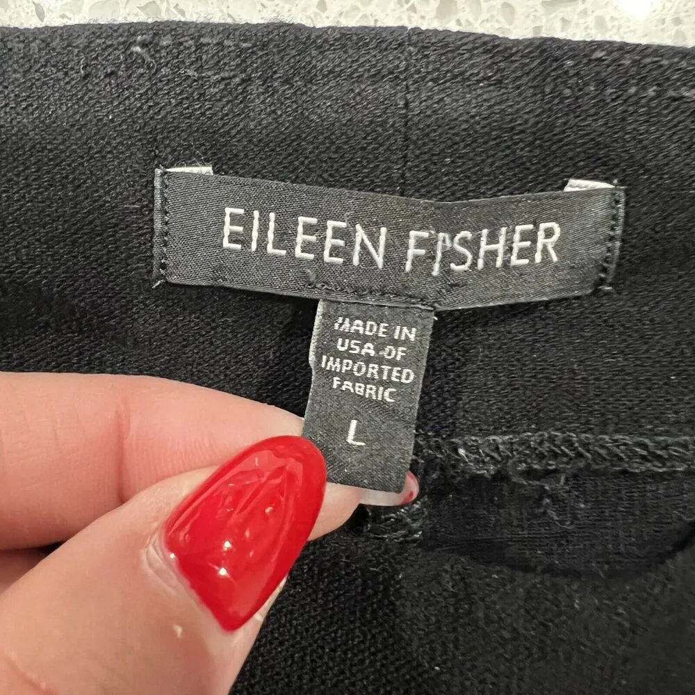 Eileen Fisher Size L Pants Stretch Crepe Ankle Trousers Elastic Waist Pull On - Image 4