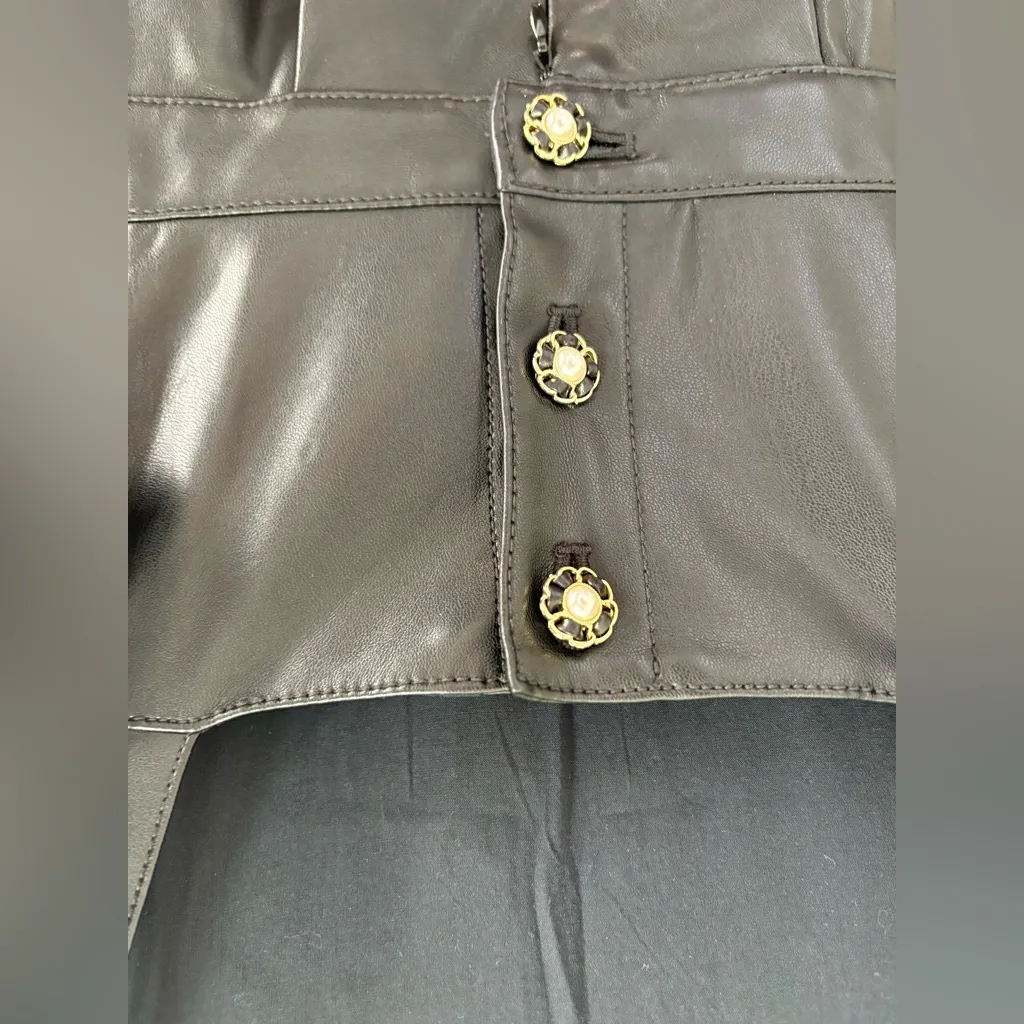 Maeve Ruffled Vegan Leather Mini Dress Size 6 - Image 4