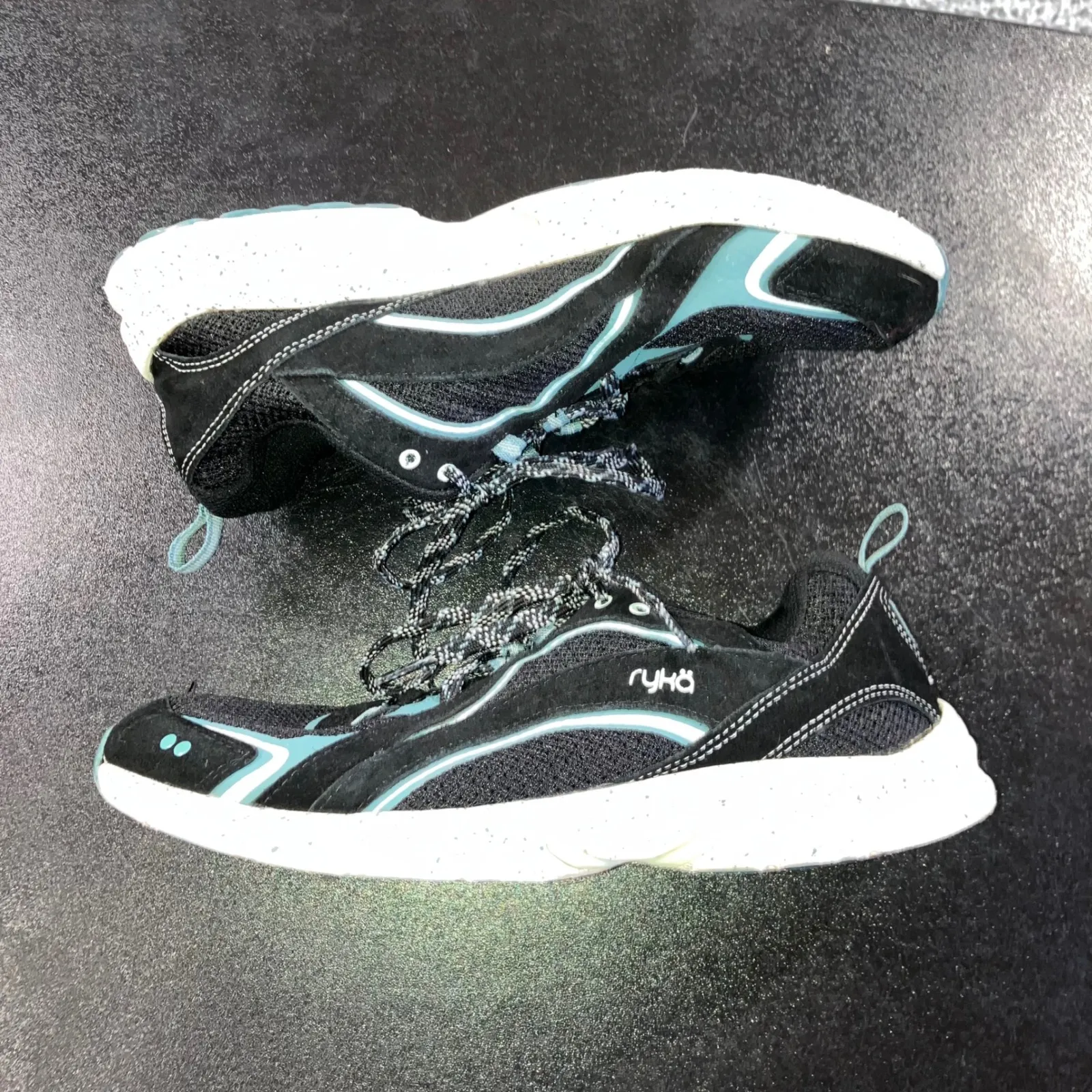 Ryka Sky Walk Trail Sneakers Women 8.5 Black Teal Lace Up Athletic Shoes - Image 3