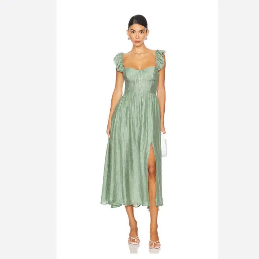 ASTR Wedelia Fit & Flare Sage Farmhouse Cottagecore Midi Dress Size L - Image 2