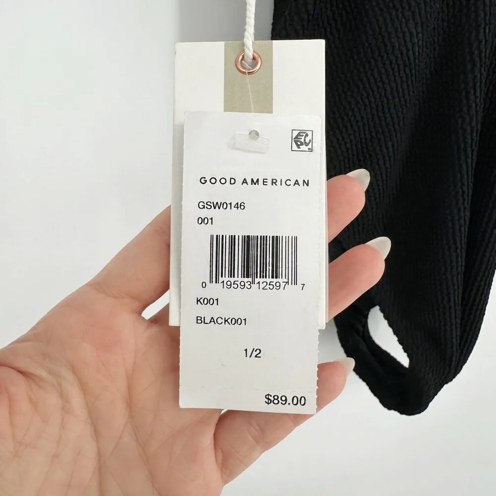 NEW Good American Always Fits One Piece Swimsuit Crinkle Black Women's 1/2 S/M - Image 7