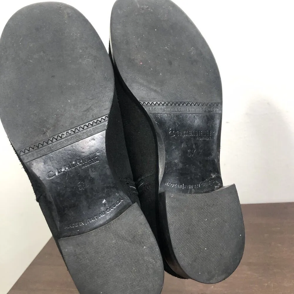 La Canadienne Black Suede Buckle Detail Chelsea Ankle Boots Women's Size 5.5 - Image 8