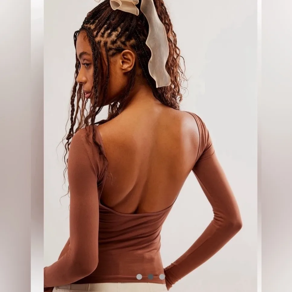 NWT Intimately Free People Low Back Seamless Long Sleeve Brown - Image 2