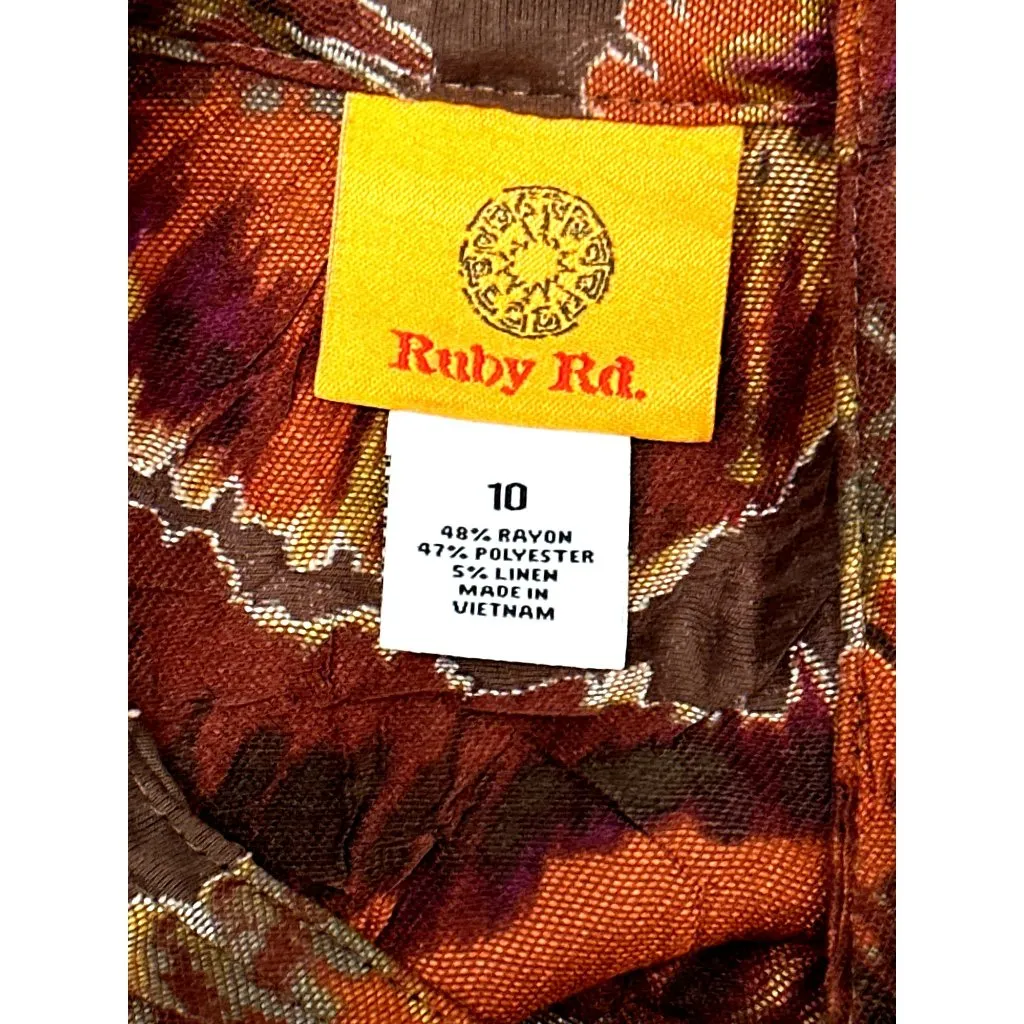 Ruby Rd Size 10 Autumn Print Mandarin Collar Button Jacket Vibrant PrintMultico - Image 7