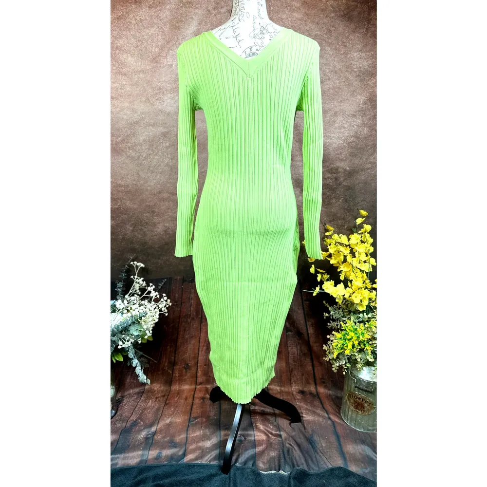 LITA By Ciara Icon Rib V Neck Cardigan Button Front Midi Dress - Image 10