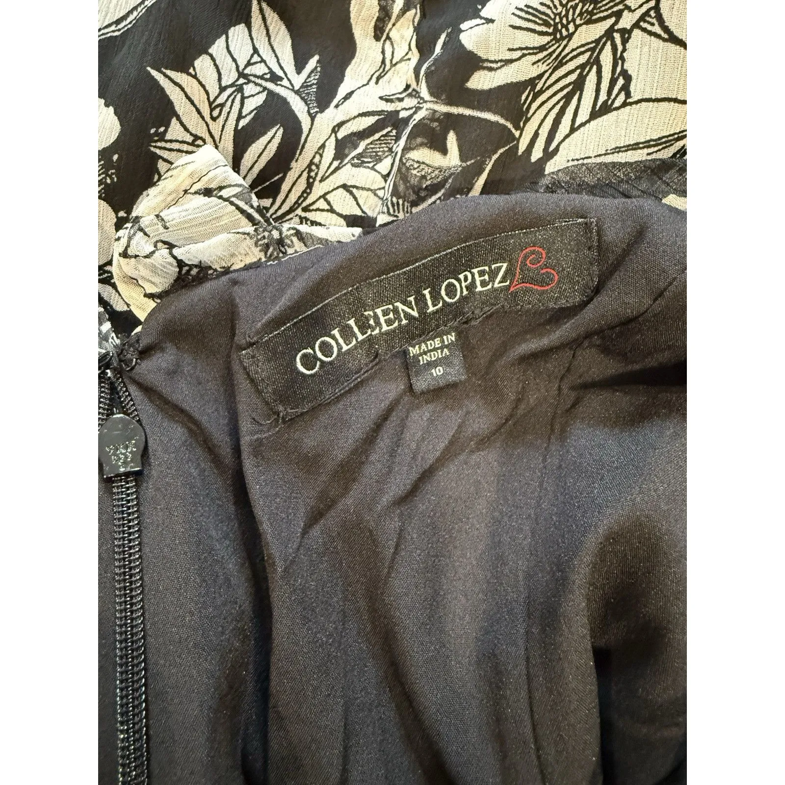 NEW Colleen Lopez Dress Womens 10 Black Floral Ruffle Whimsigoth Dark Romantic - Image 3