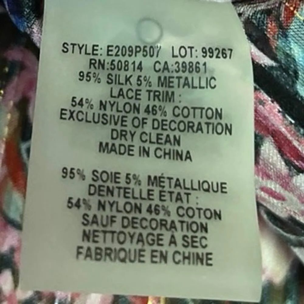 Elie Tahari Venisia Multicolor Silk Metallic Floral Pleated Plisse Blouse Top XS - Image 5