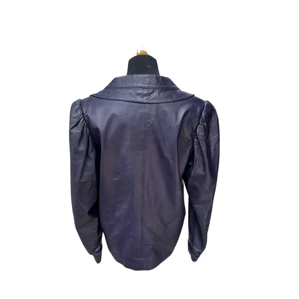FENDI 100% LEATHER PURPLE JACKET SIZE 10 AUTHENTIC VINTAGE - Image 5