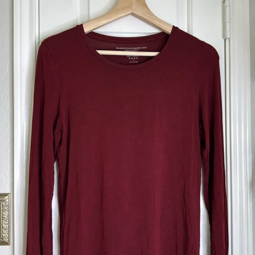 Majestic Filatures dark red Delux long sleeve teeshirt Size L - Image 3