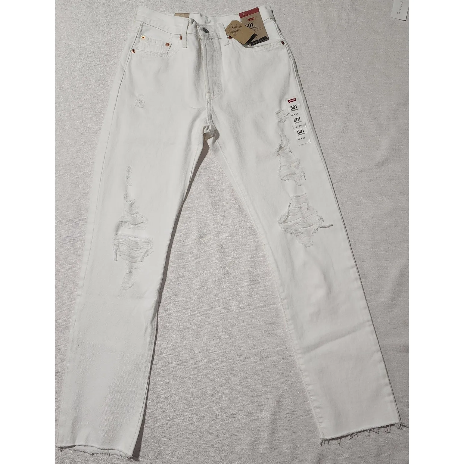 Levi's 501 original 26x30 sit at waist women-button fly white - Image 2