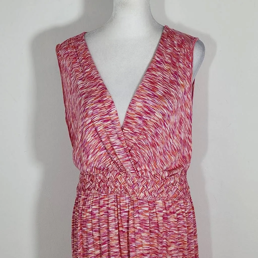 Spense Pink Sleeveless Maxi Dress Size Large Pink and Orange Space Dye Dress - Image 3