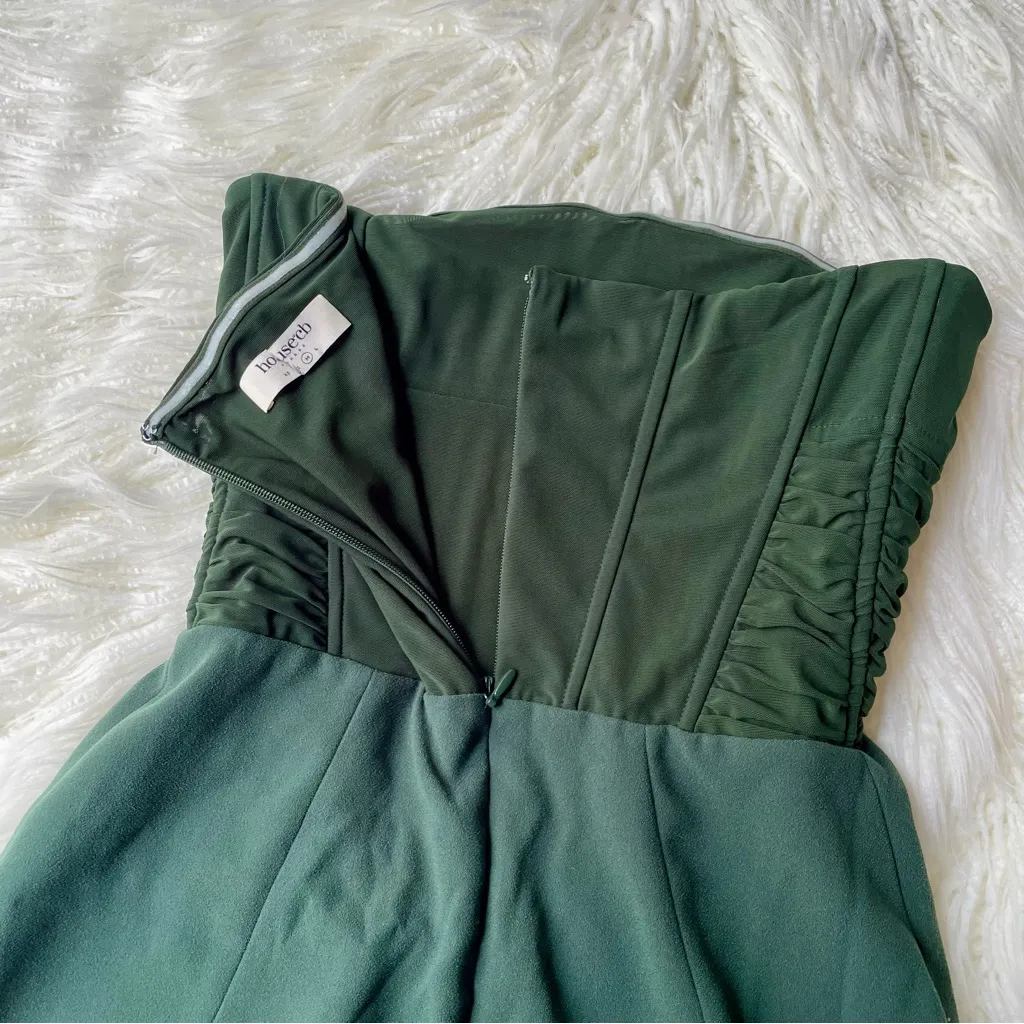 House of CB Fionula Dark Green Strapless Dress - Image 4