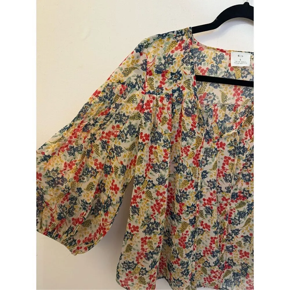 Anthropologie  Pins & Needles Floral Boho Blouse S - Image 2
