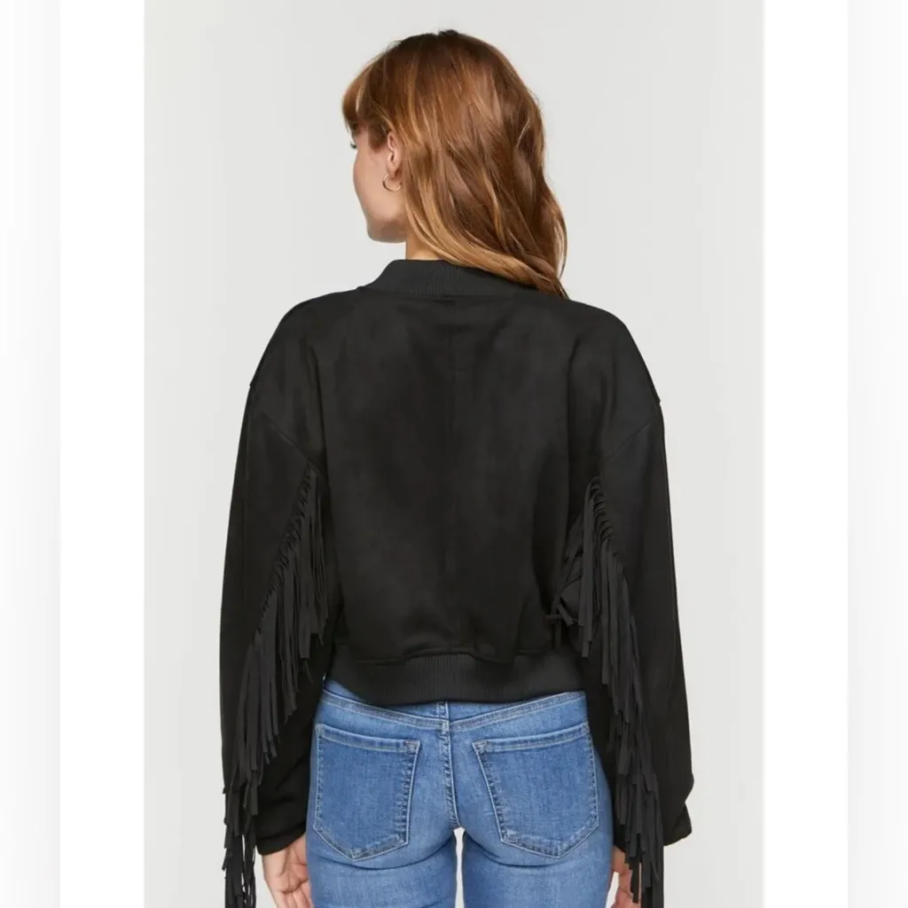 Forever 21 Fringe Black Jacket Sz S - Image 3