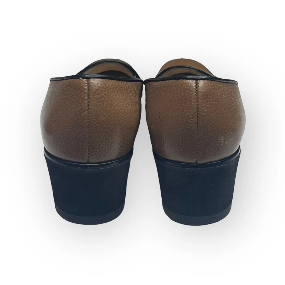 Salvatore Ferragamo ✽ Sculptural Wedge Heel Loafers ✽ Golden Brown Leather ✽ 5M - Image 4