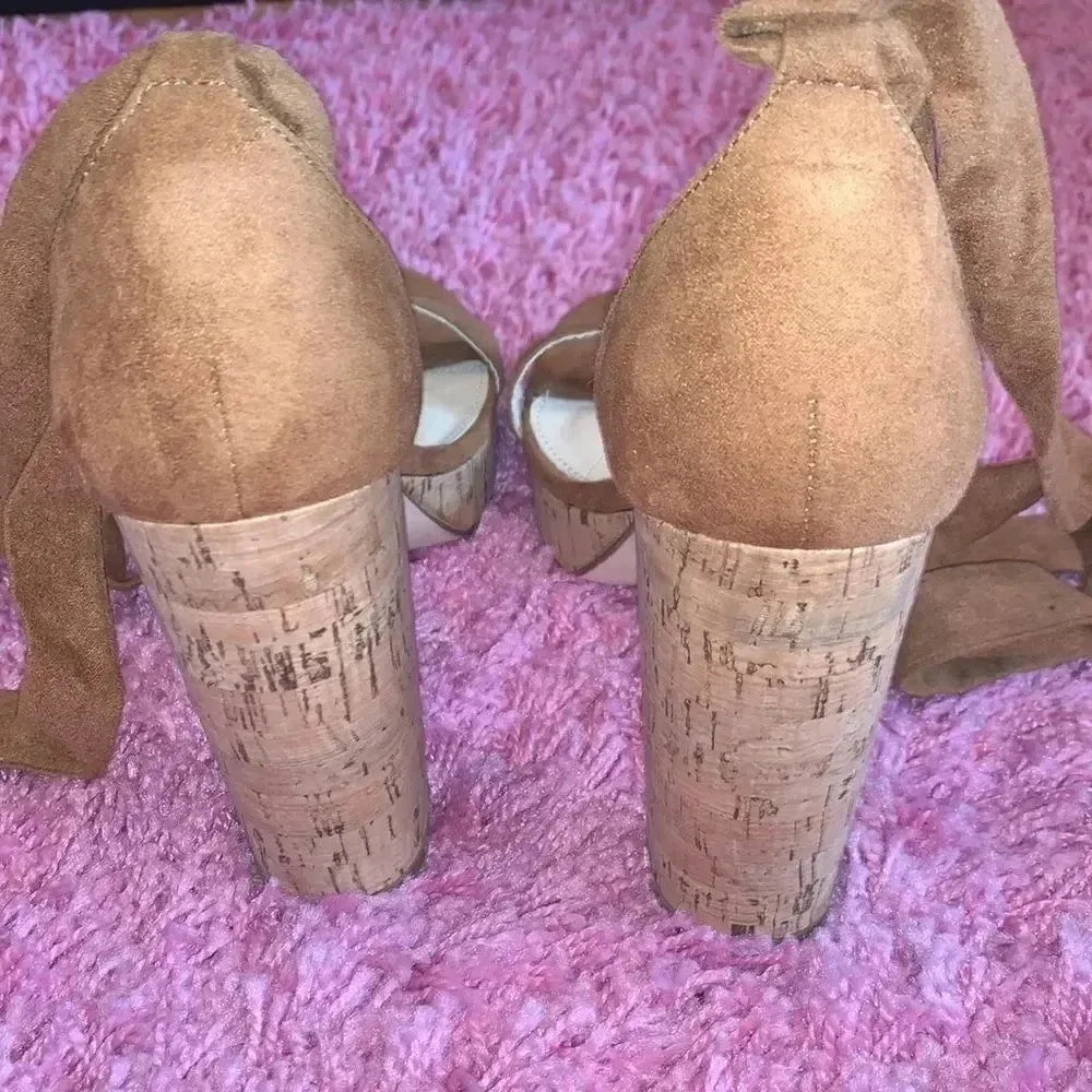 Forever21 Cork Heel Tie Up Pumps - Image 5