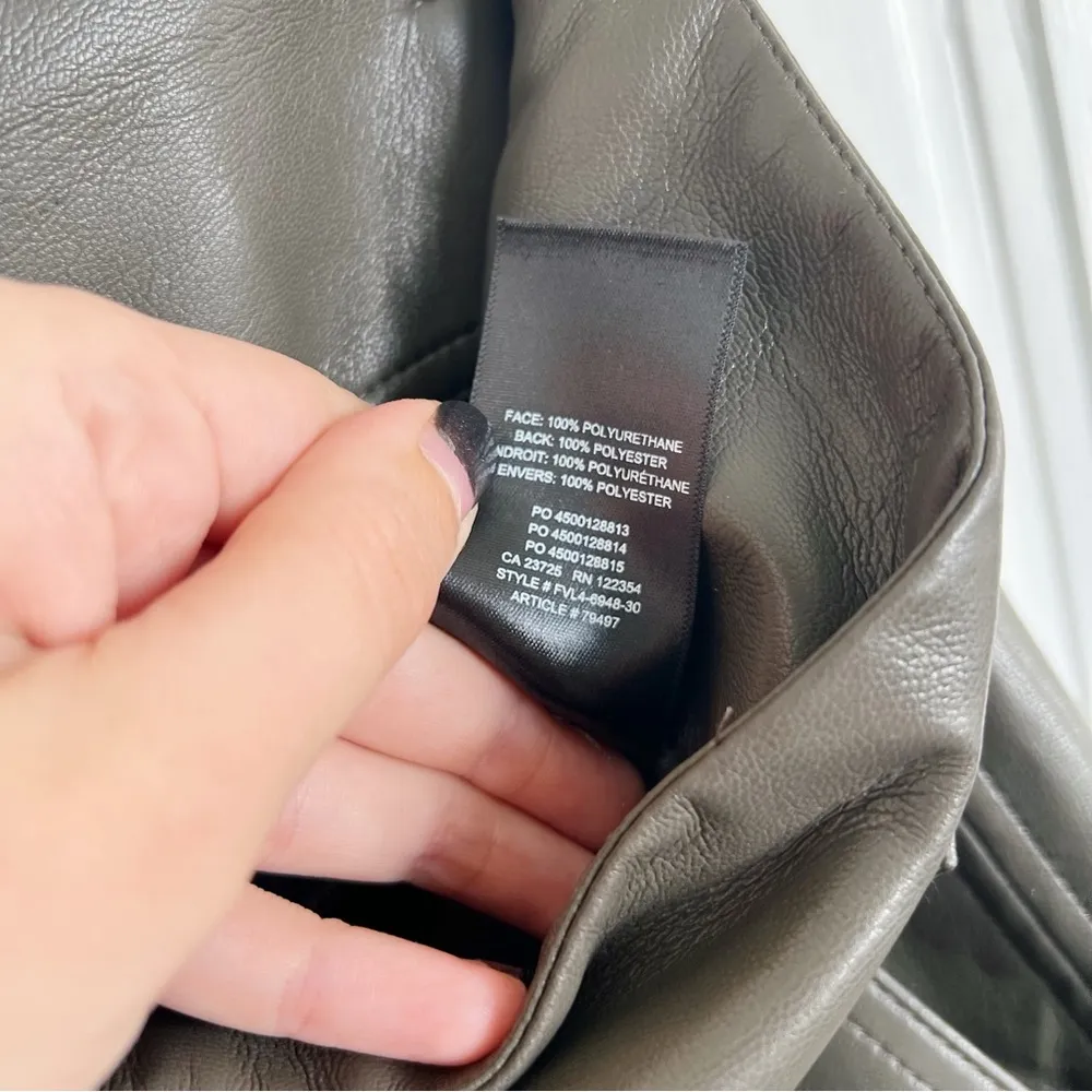 Wilfred • Aritzia High Tied Pants olive green faux leather vegan cropped ankle - Image 8