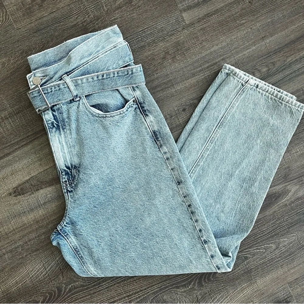 PacSun Mom High Rise Jeans With Belt Sz M - Image 12