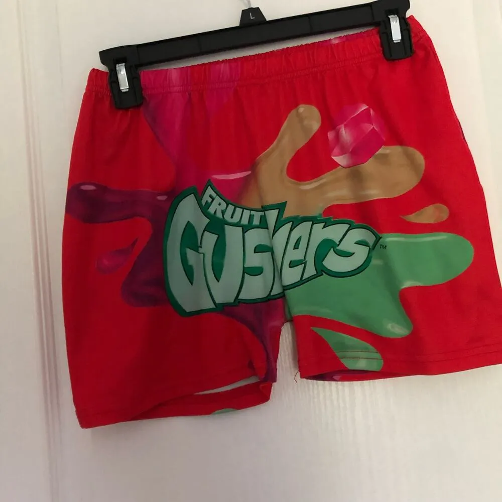 Women's Gushers Snack Shorts High Waisted Stretchy Biker Shorts‎ Red Size Small Pink - Image 4