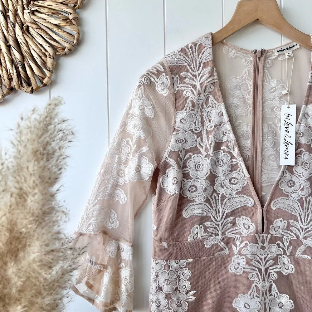 For Love and Lemons mini dress mesh embroidered floral embroidery - Image 2