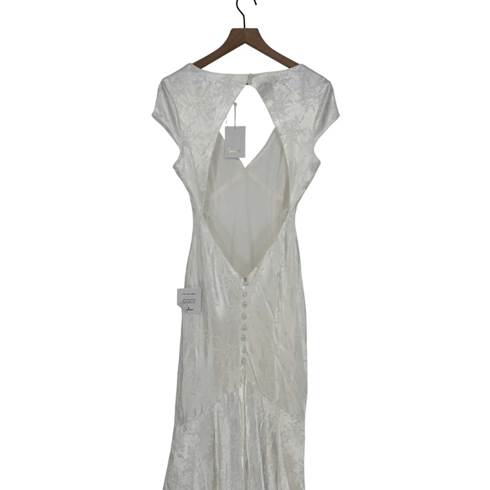 Lulus Loveliest Dream White Satin Jacquard Backless Mermaid Maxi Dress Size L Size L - Image 12