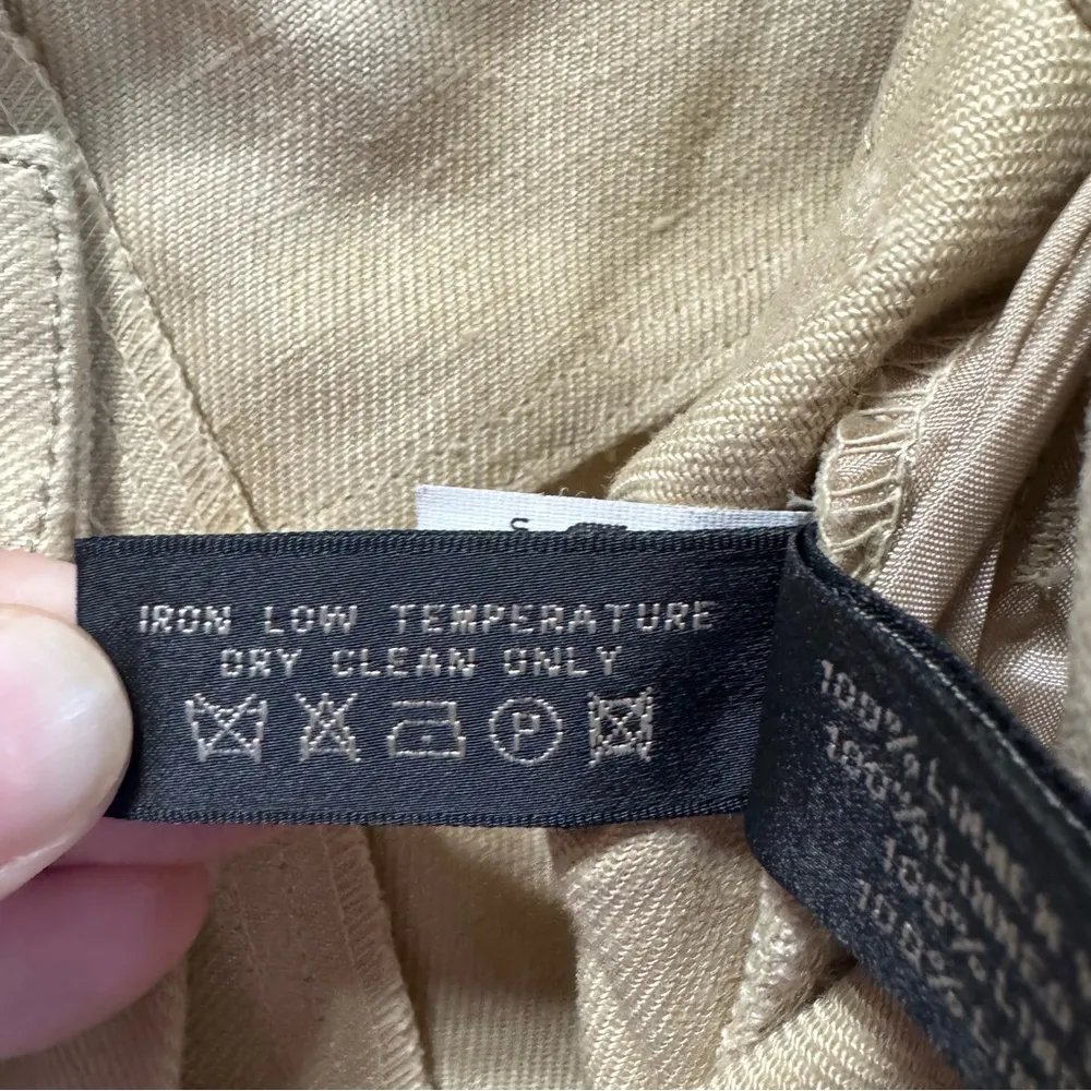 Ralph Lauren Black Label Tan 100% Linen Flare Pants Women's 12 Union Made USA - Image 12