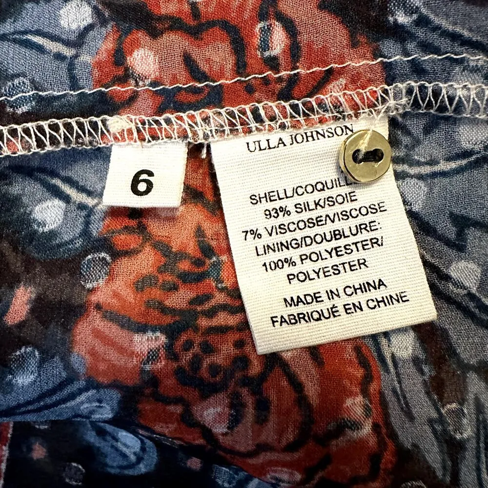 Ulla Johnson Prisma Dress Balloon Sleeve High Neck Boho Floral Print White 6 - Image 4