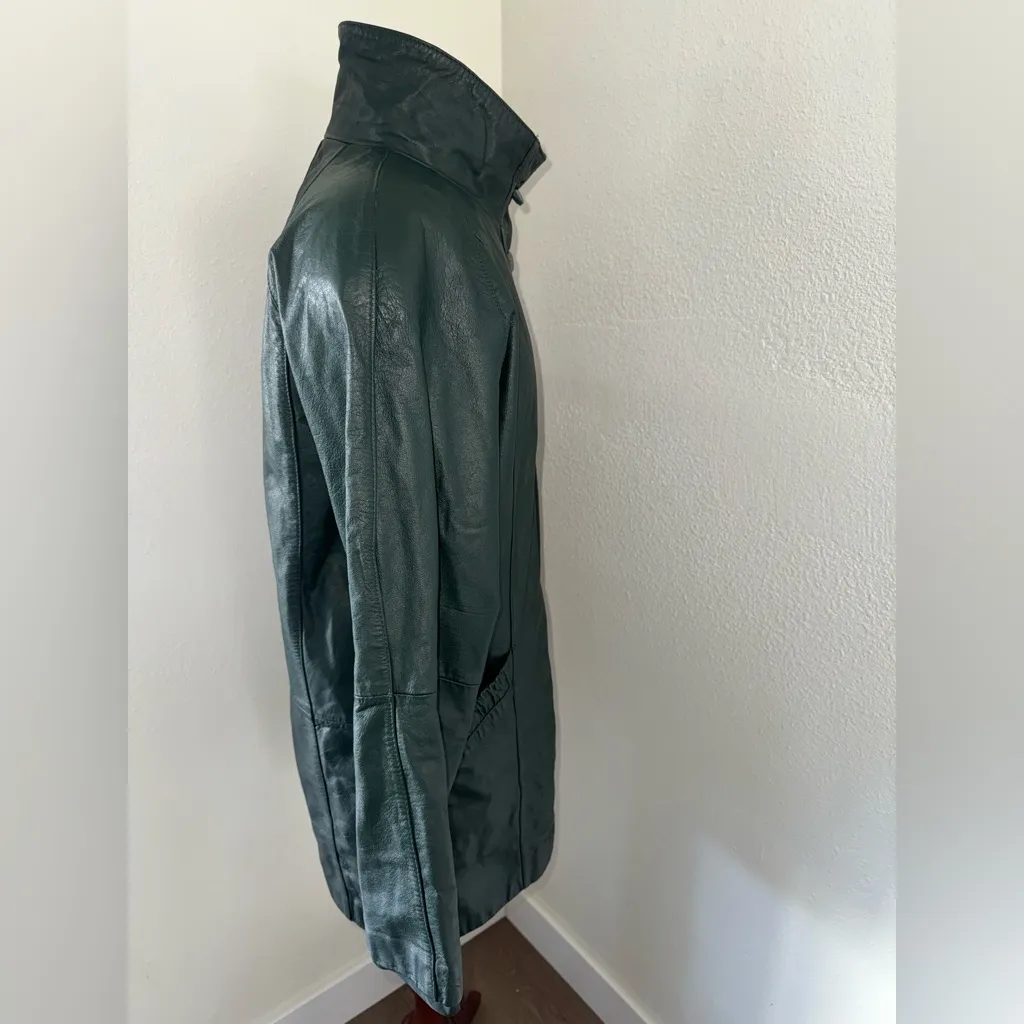 Vintage PELLE New York Milano Green Leather Women’s Coat Jacket - Image 8