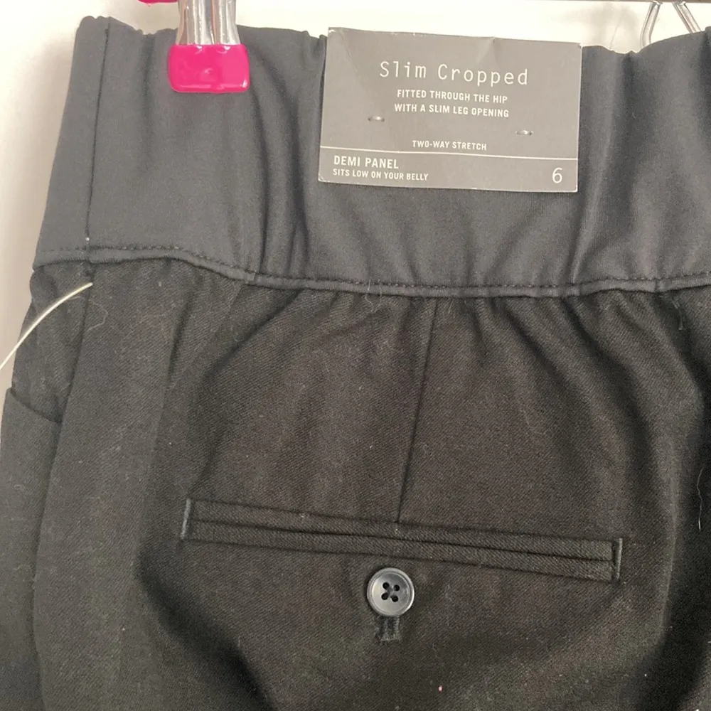 Gap Maternity|Black Slim Cropped Demi Panel Pants sz 6 - Image 5