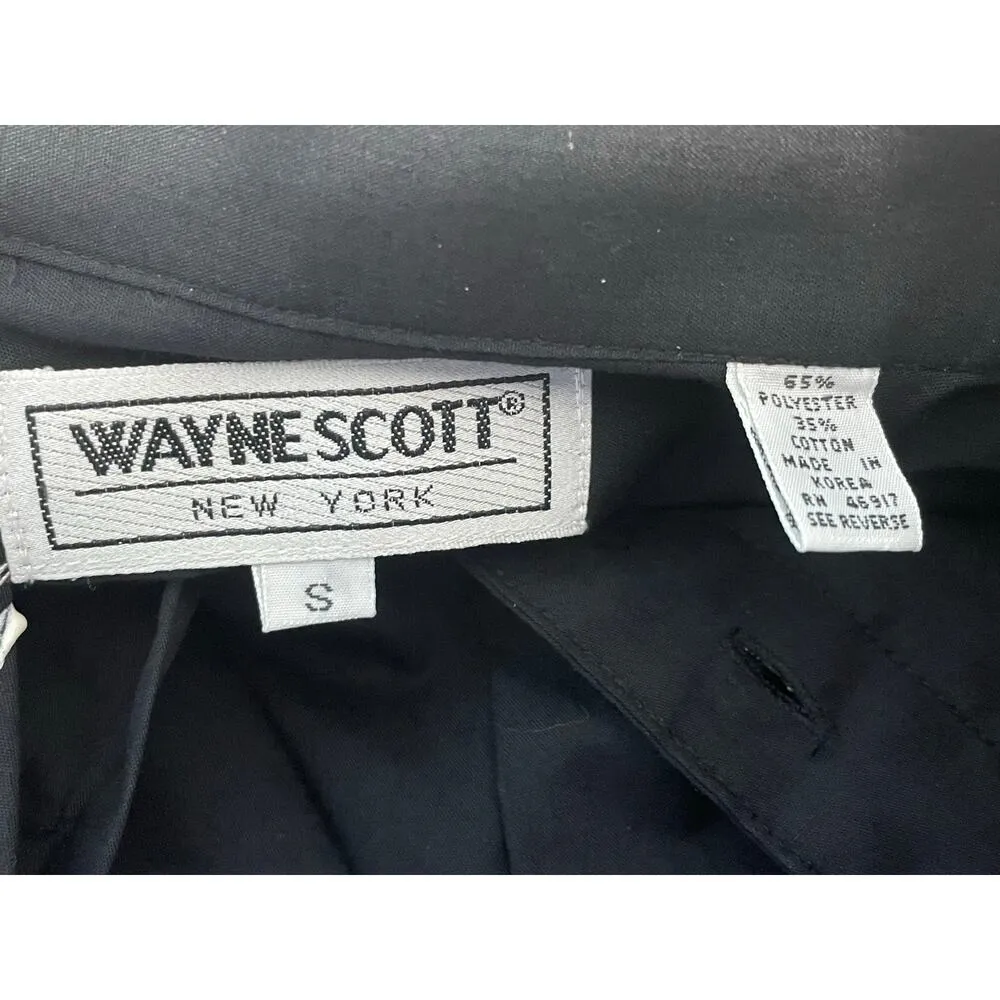 Vintage Wayne Scott Tuxedo Shirt Small Black Handpainted Abstract 80s Glam - Image 7