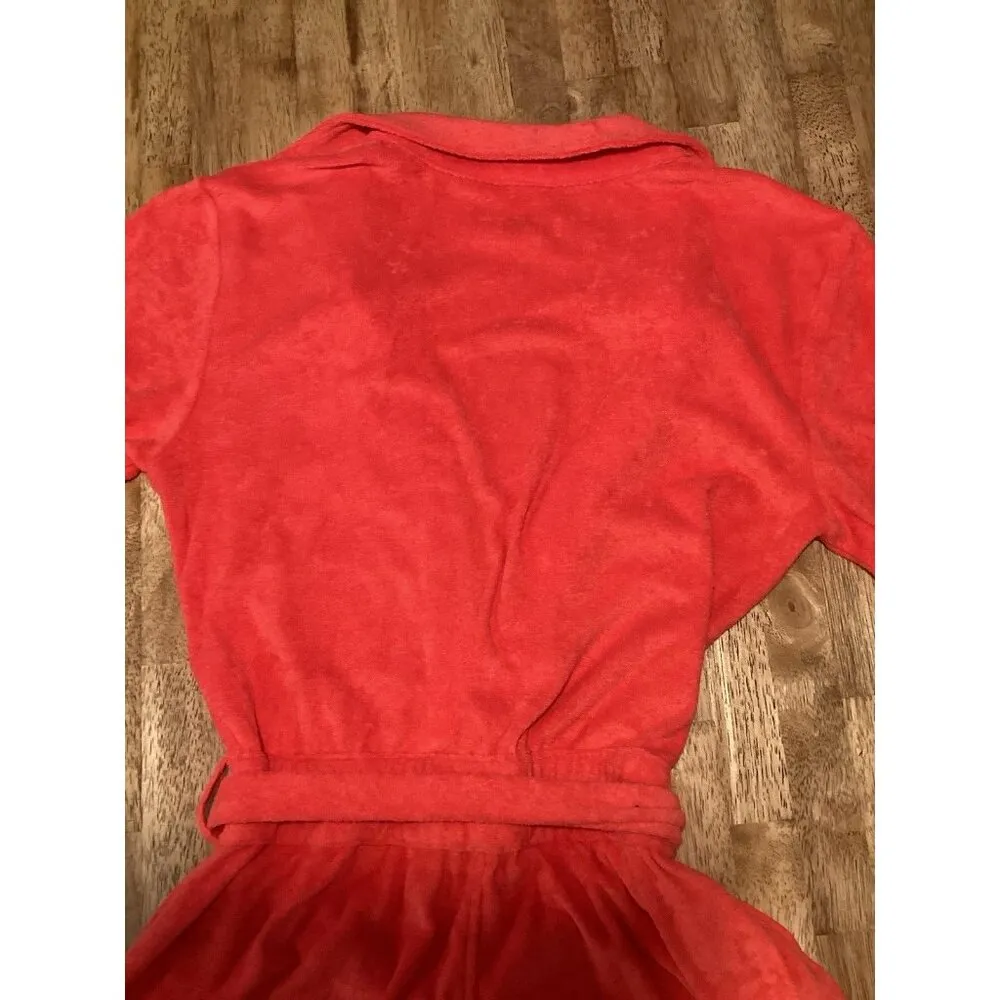 GIANNA BINNI Terrycloth Romper Red Small Cover-Up Beach Vacation Classic Preppy - Image 9