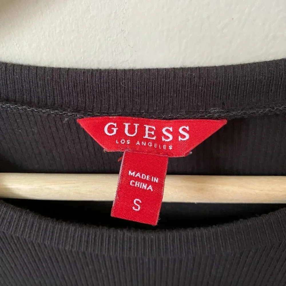 Guess Los Angeles Women's Small Long Sleeve Ribbed Bodycon Black Mini Dress Y2K - Image 7