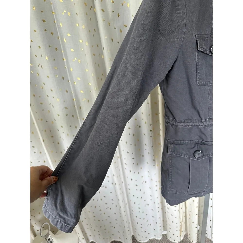 Jack By BB Dakota Cinch Waist Oversized Pockets Full Zip Cargo Utility Jacket L - Image 2