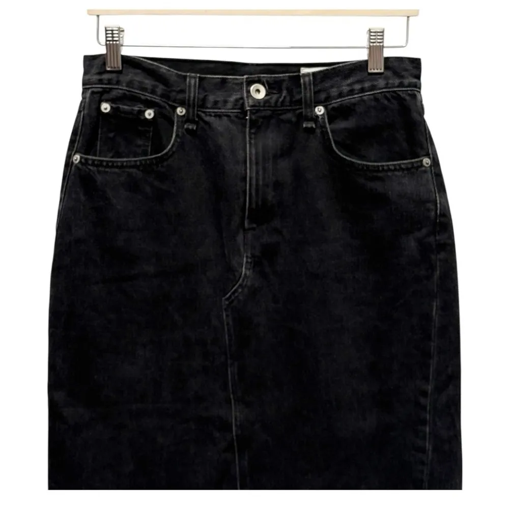 Rag & Bone Sukato High Waist Denim Jean Midi Skirt Black Size 26 - Image 5