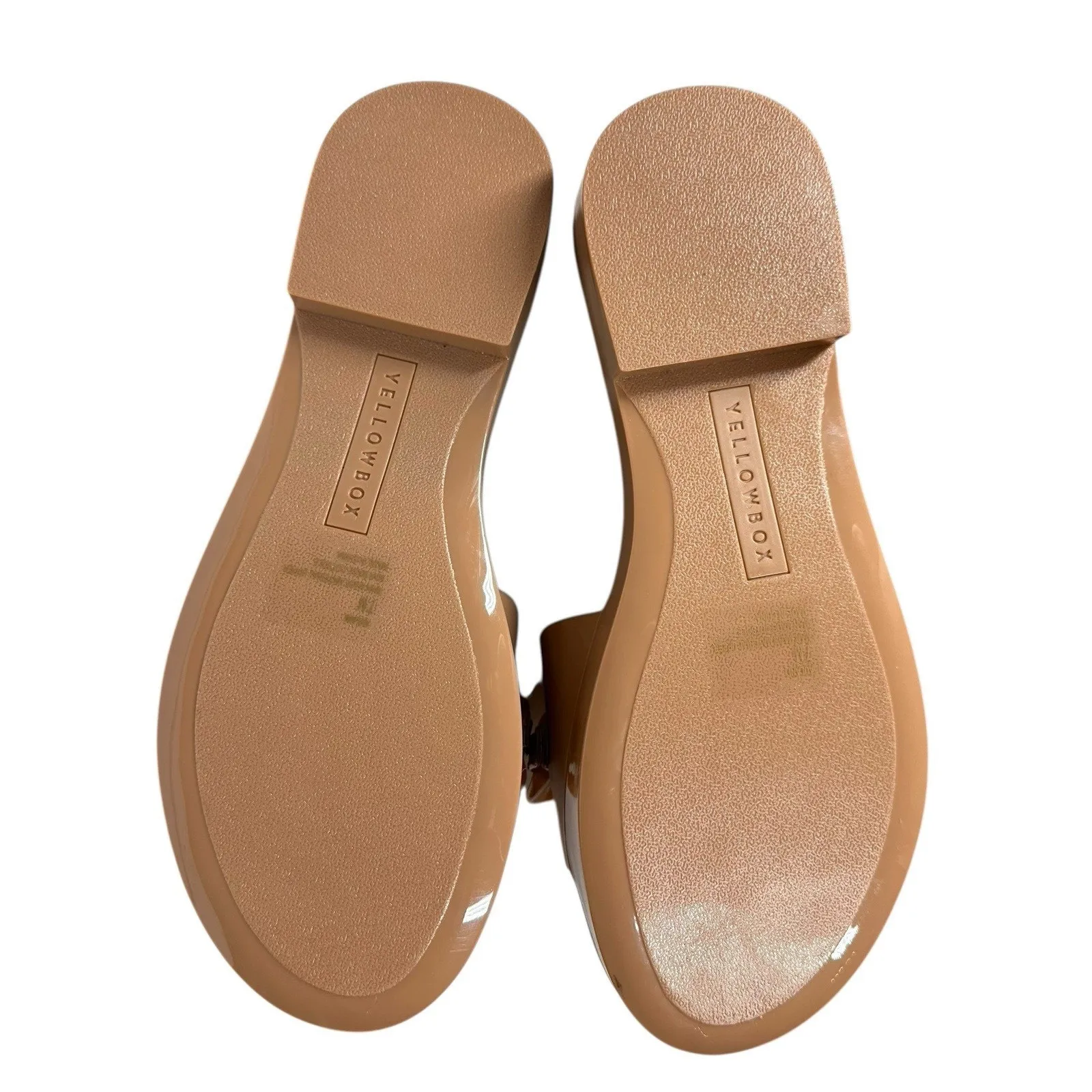 Yellow Box Aulani Jelly Slides Sandals Womens 7 Nude Almond Tan Resin Chain - Image 11