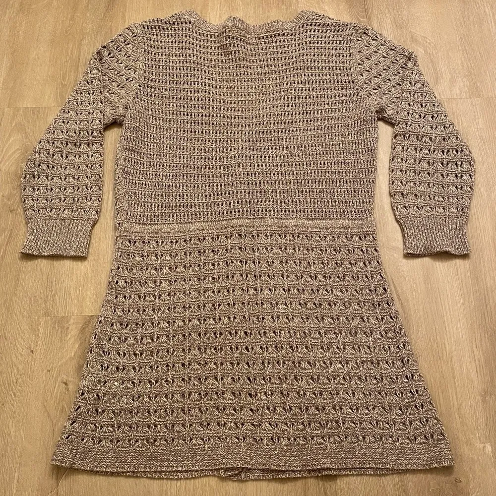 Taupe DKNY Jeans Womens Knit Cardigan 3/4 Length Sleeves Small - Image 2