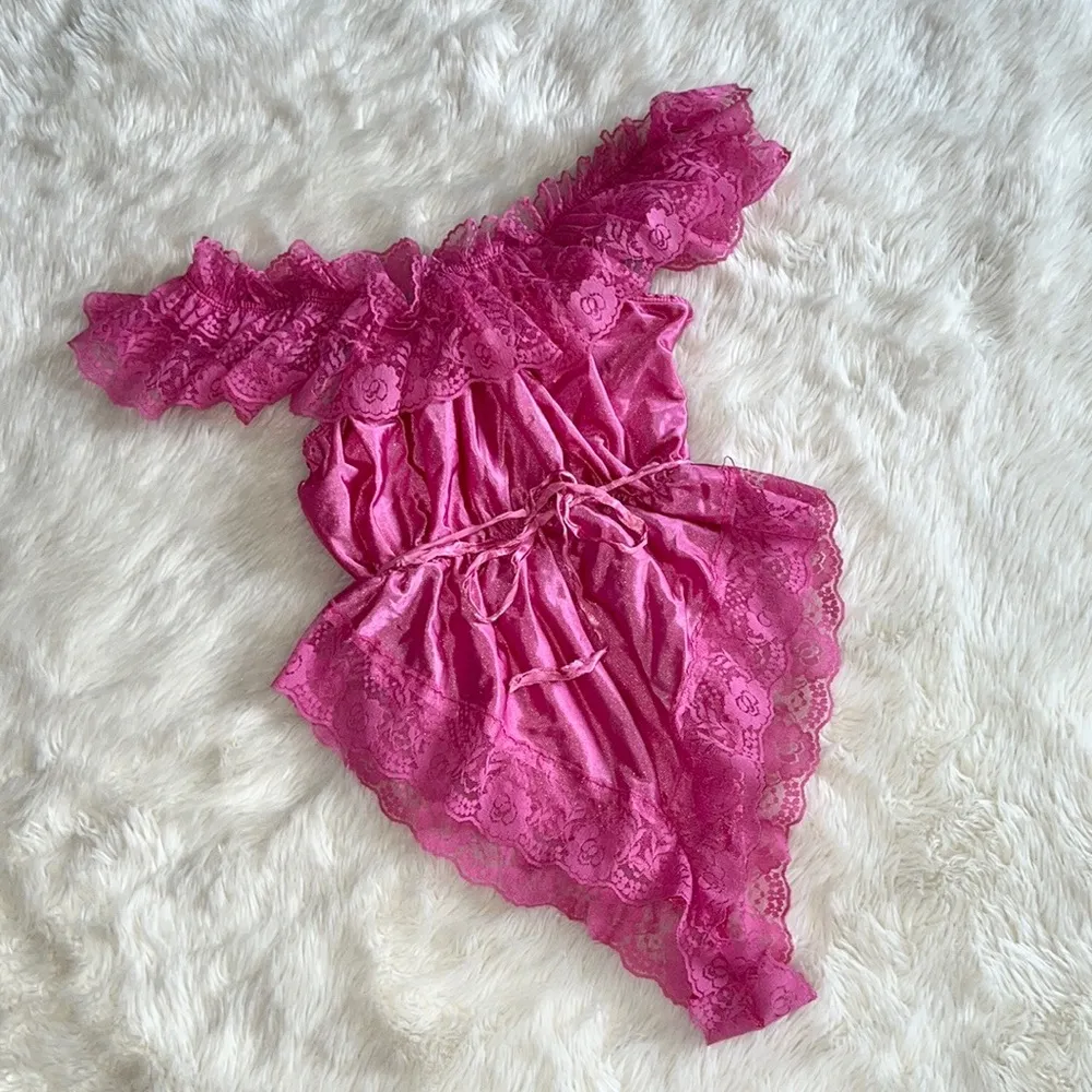 Vintage Teddy Bodysuit Lingerie Pink Size M - Image 4